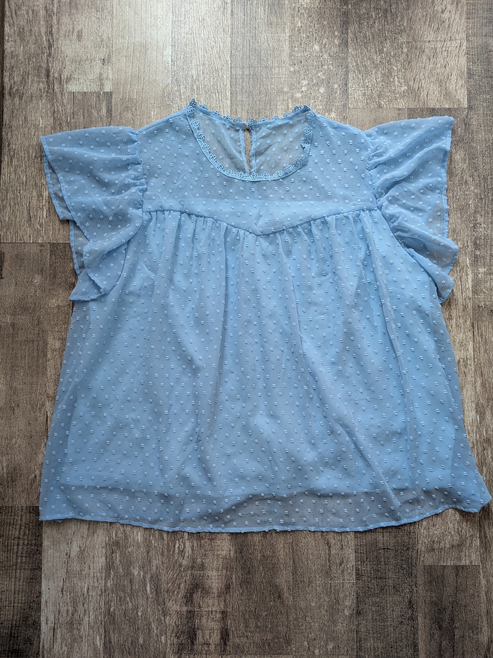 SHEIN Light Blue Ruffle Sleeve Blouse